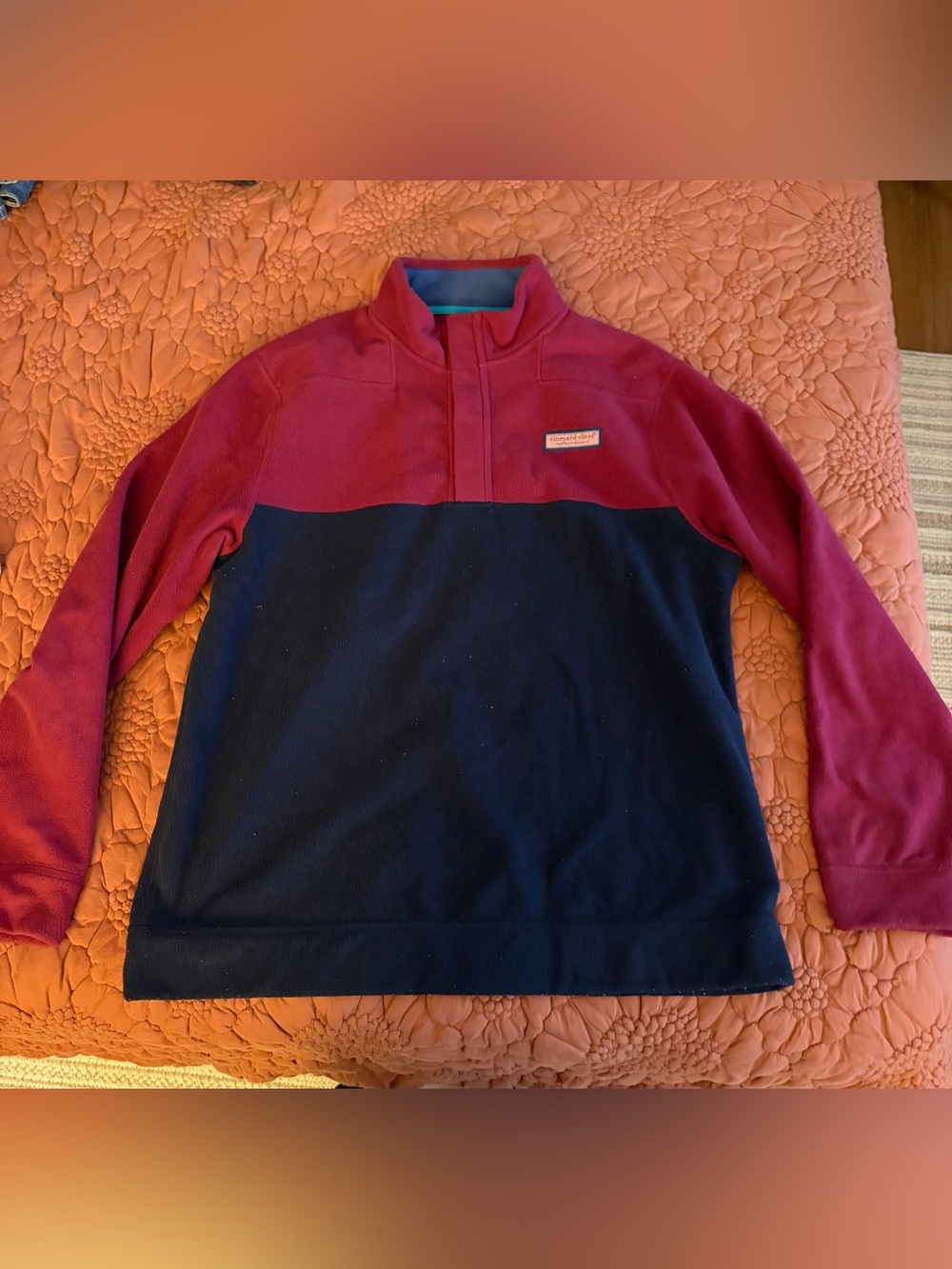 Vineyard Vines Two-Tone Quarter-Zip Pullover - Red & Navy